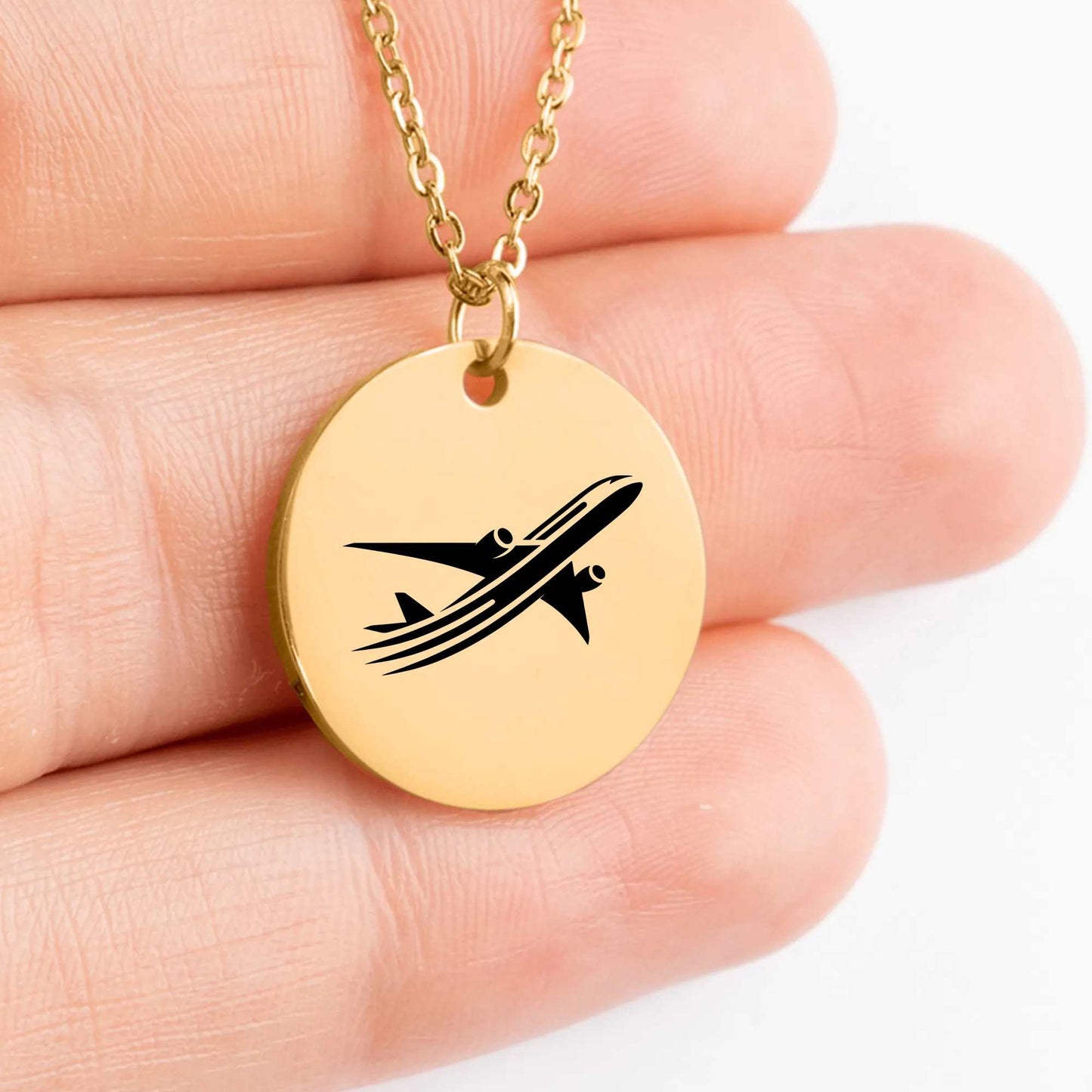 Handcrafted airplane medallion necklace for travelers