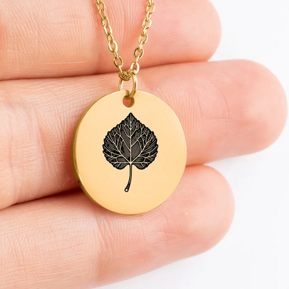 Custom handmade Aspen Leaf pendant jewelry for nature lovers.