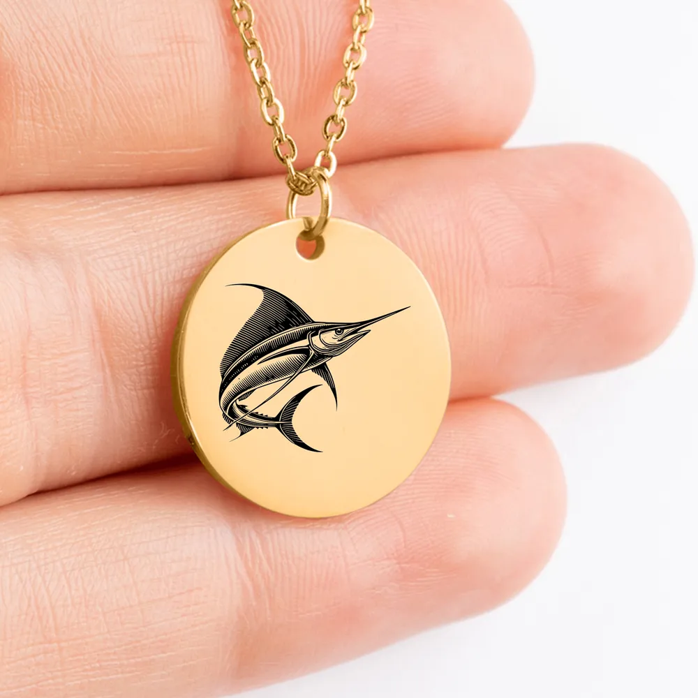 Personalized Swordfish Medallion Jewelry - Custom-made Gift