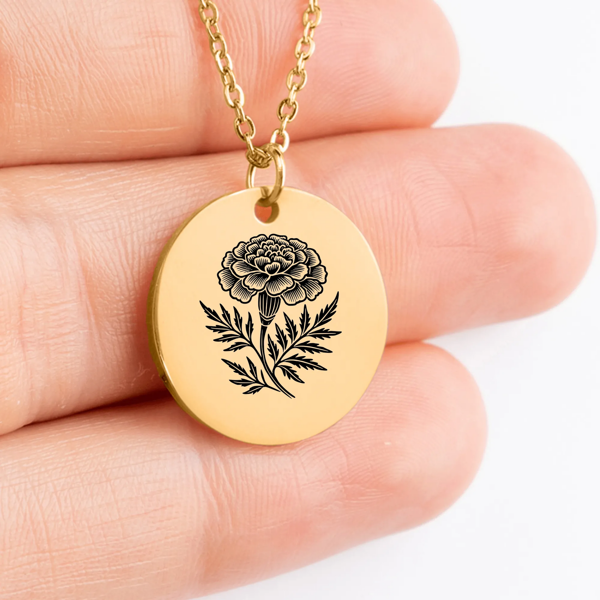 Personalized Marigold Pendant Amulet - Handcrafted Charm