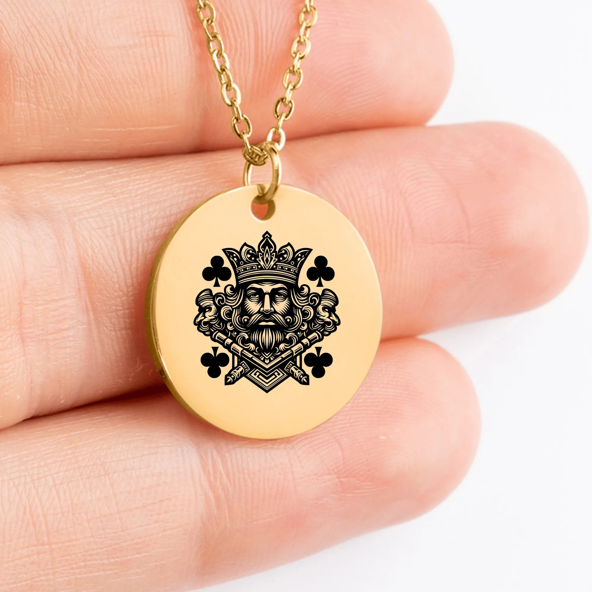 Intricate King Of Clubs amulet necklace for custom jewelry enthusiasts