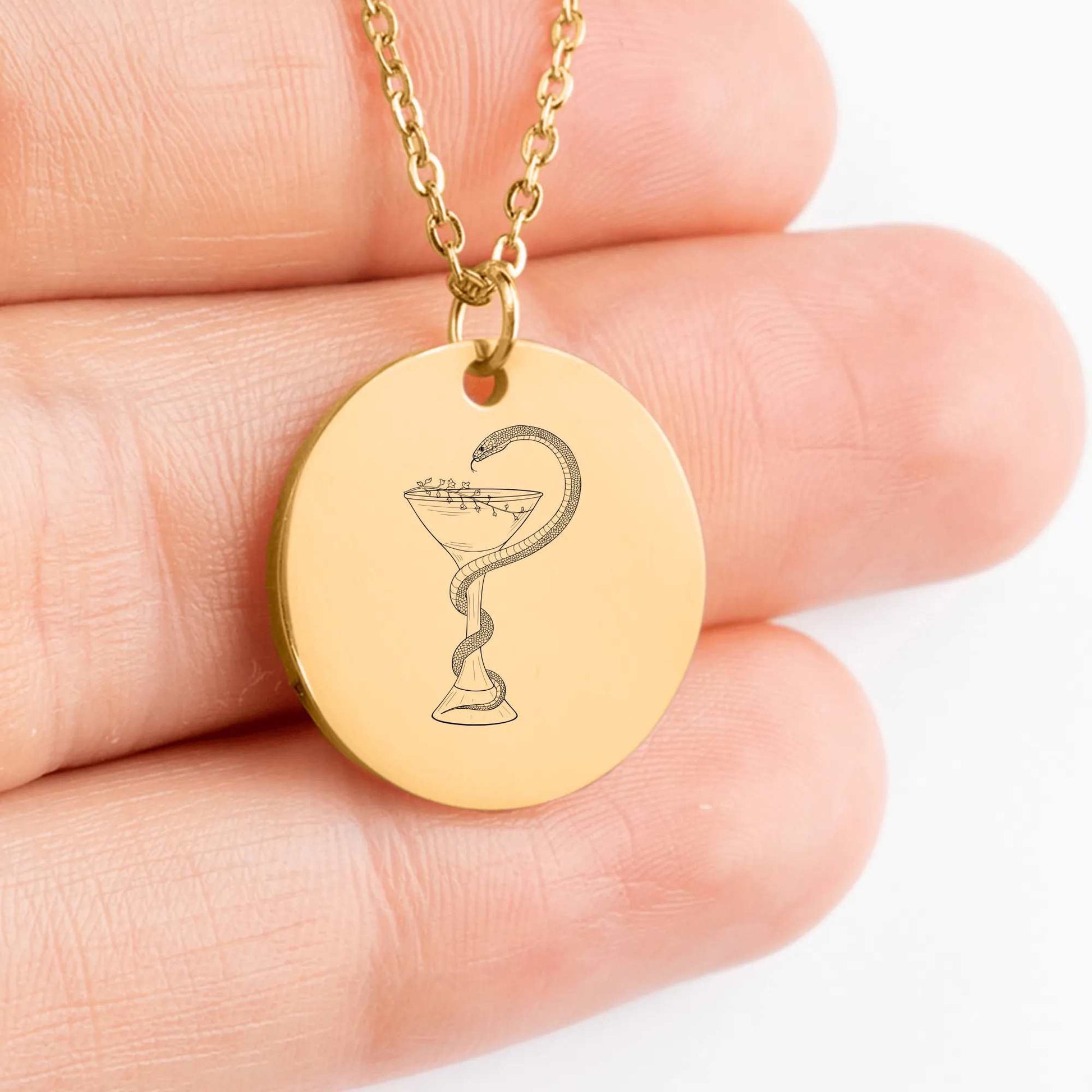 Stylish Bowl of Hygiene pendant necklace, a trendy accessory