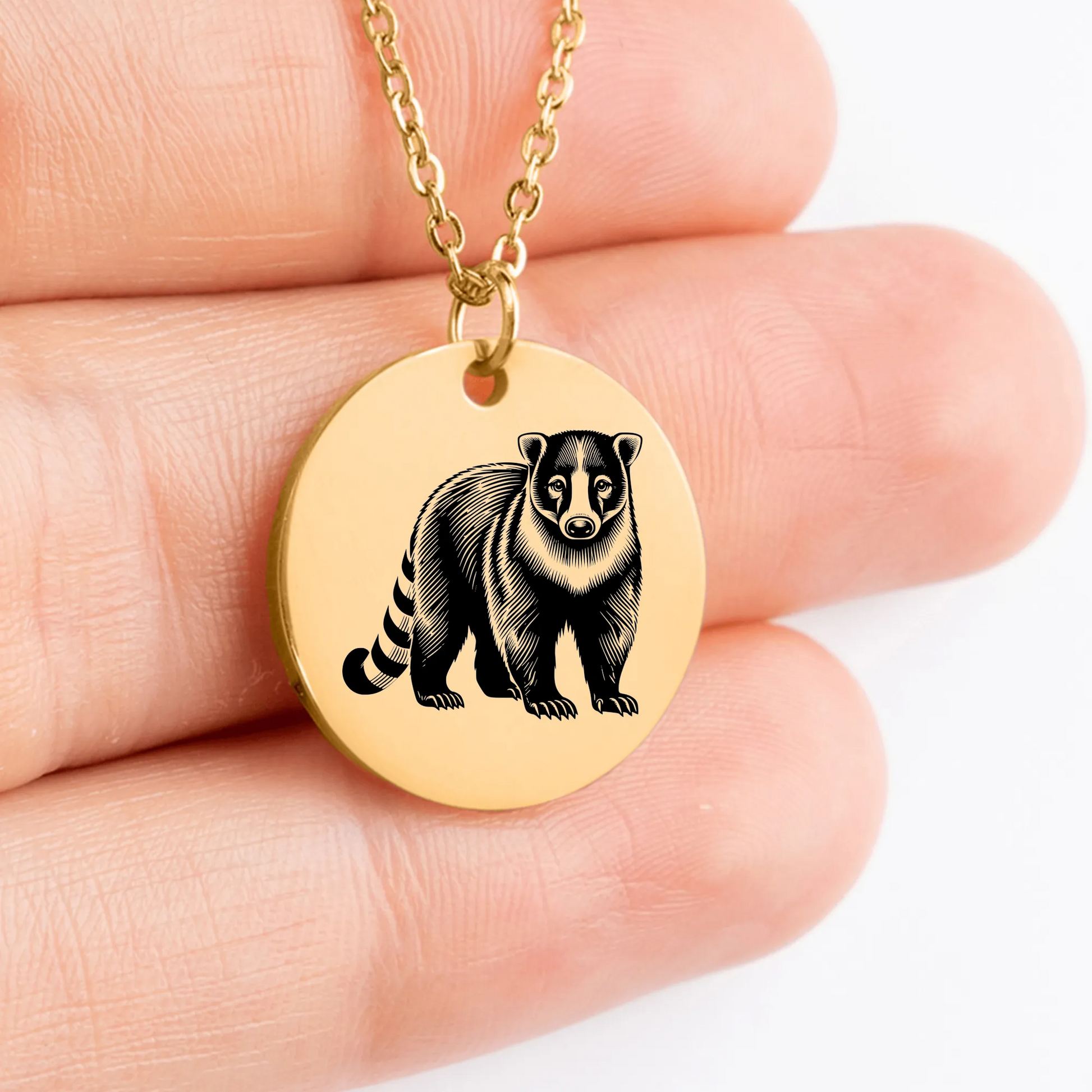 Handcrafted coati pendant necklace, a perfect gift for her