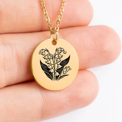 Handcrafted Lily of the Valley amulet necklace, perfect for personalized touch