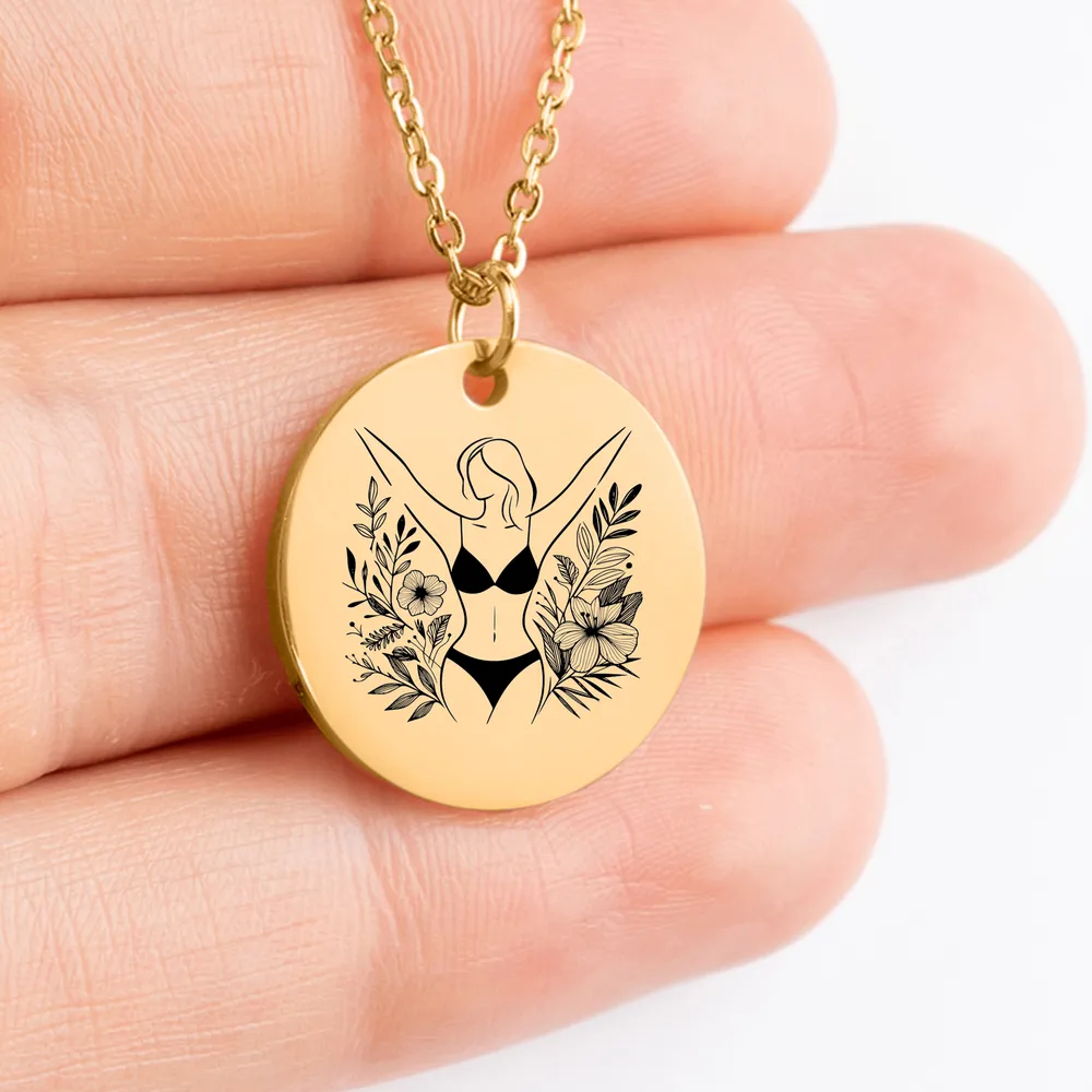 Unique body positive charm necklace, stylish accessory for the modern feminist