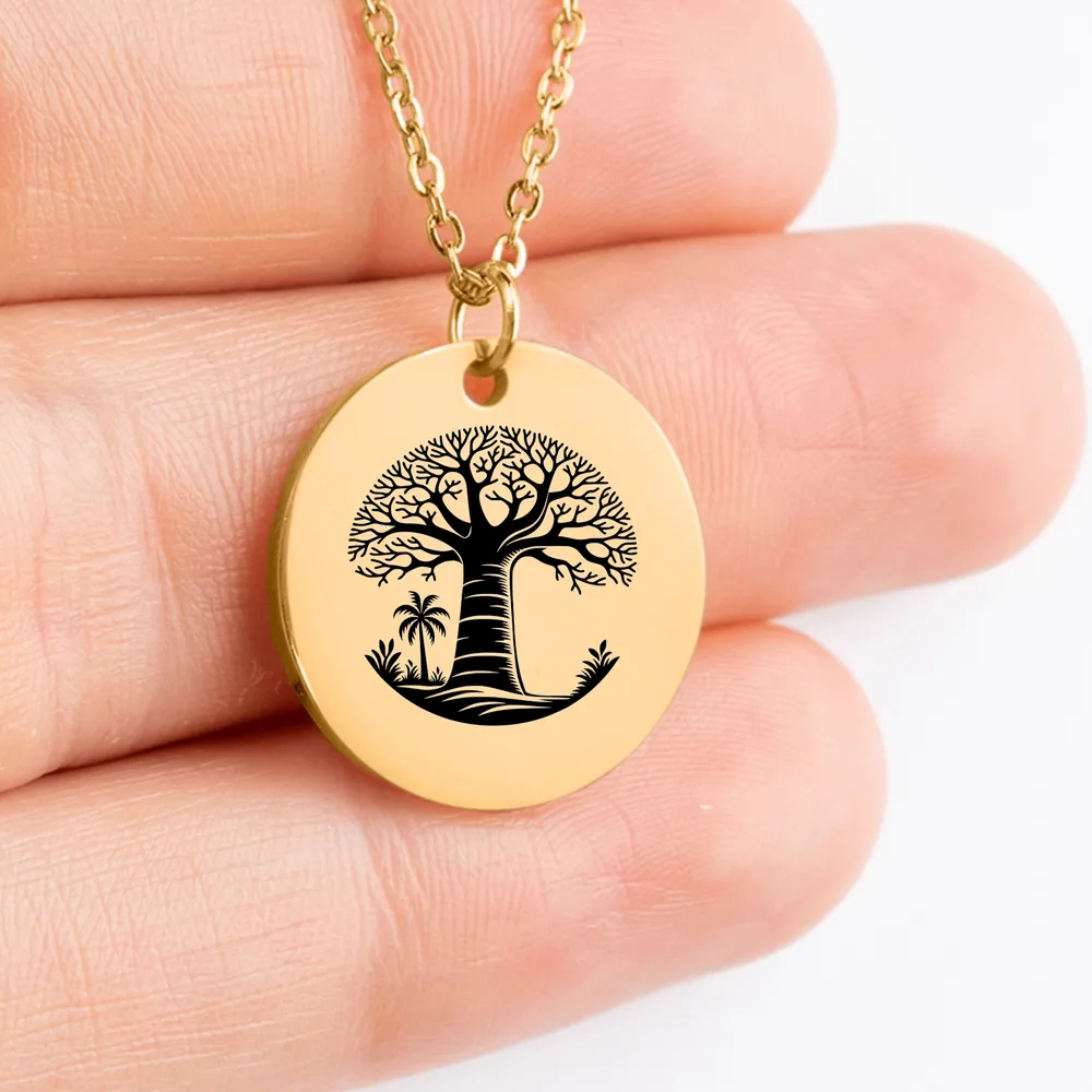 Handcrafted Baobab Tree pendant, custom jewelry gift idea for nature lovers