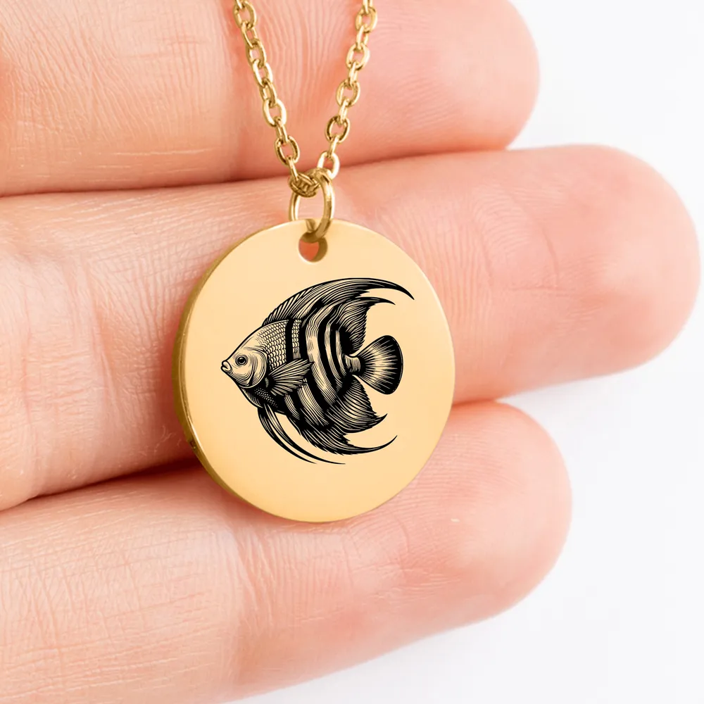 Intricate Angelfish design pendant necklace