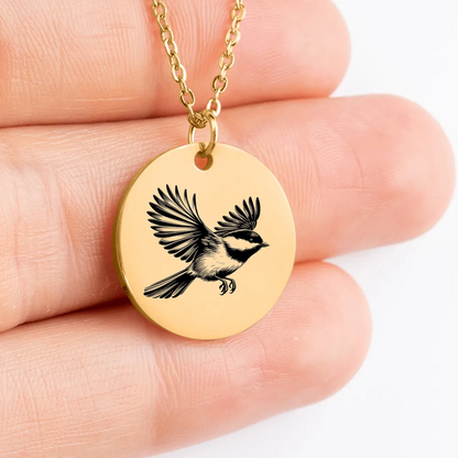 Elegant chickadee jewelry piece with intricate details