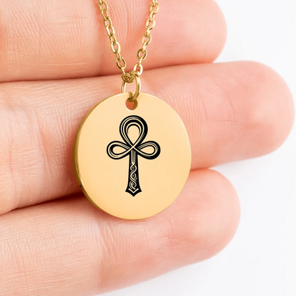 Egyptian Ankh medallion necklace, gold-plated pendant for style statement