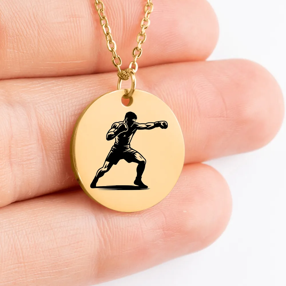 Unique Boxing themed pendant necklace for personalized gift idea