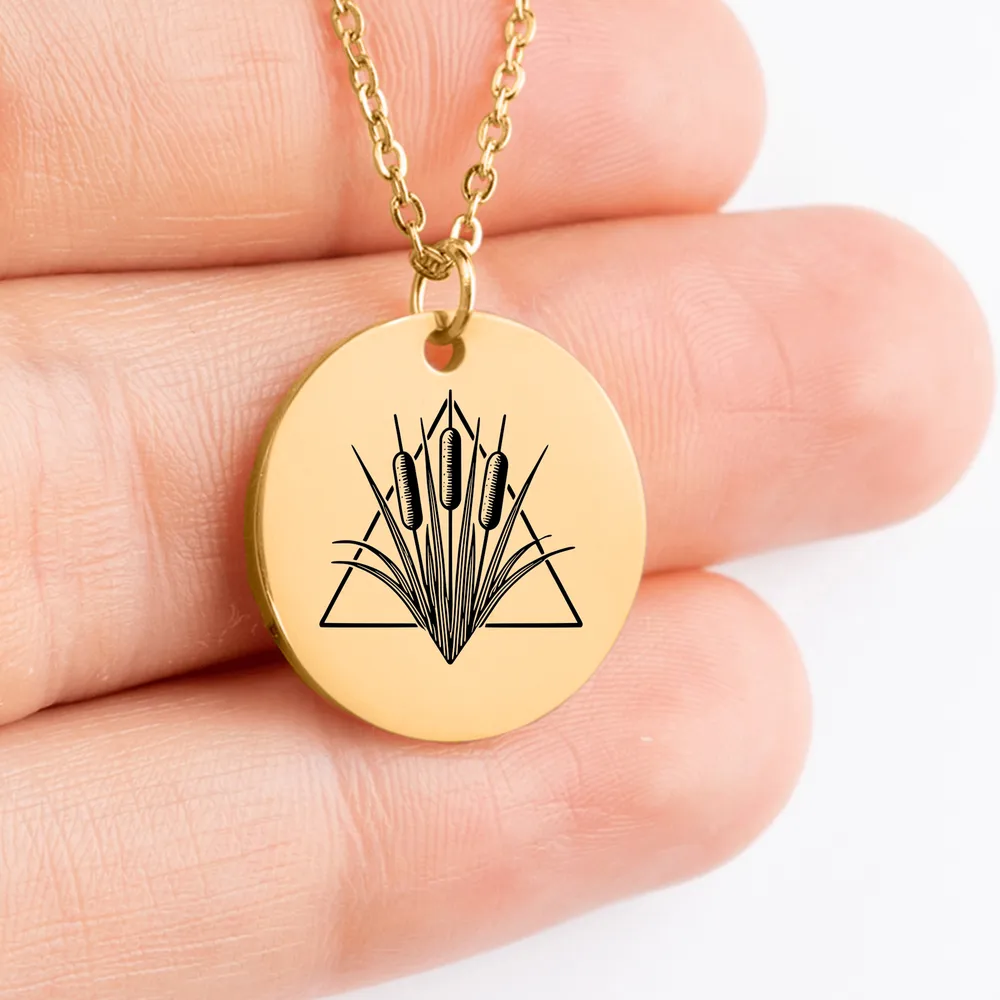 Custom Cattail medallion necklace for meaningful gift-giving