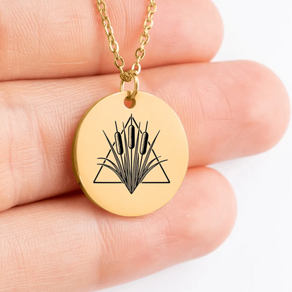 Custom Cattail medallion necklace for meaningful gift-giving