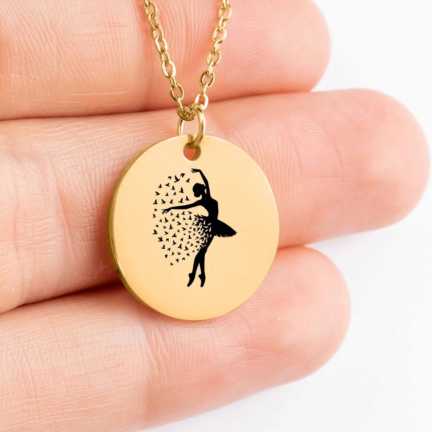 Custom sterling silver ballerina pendant necklace