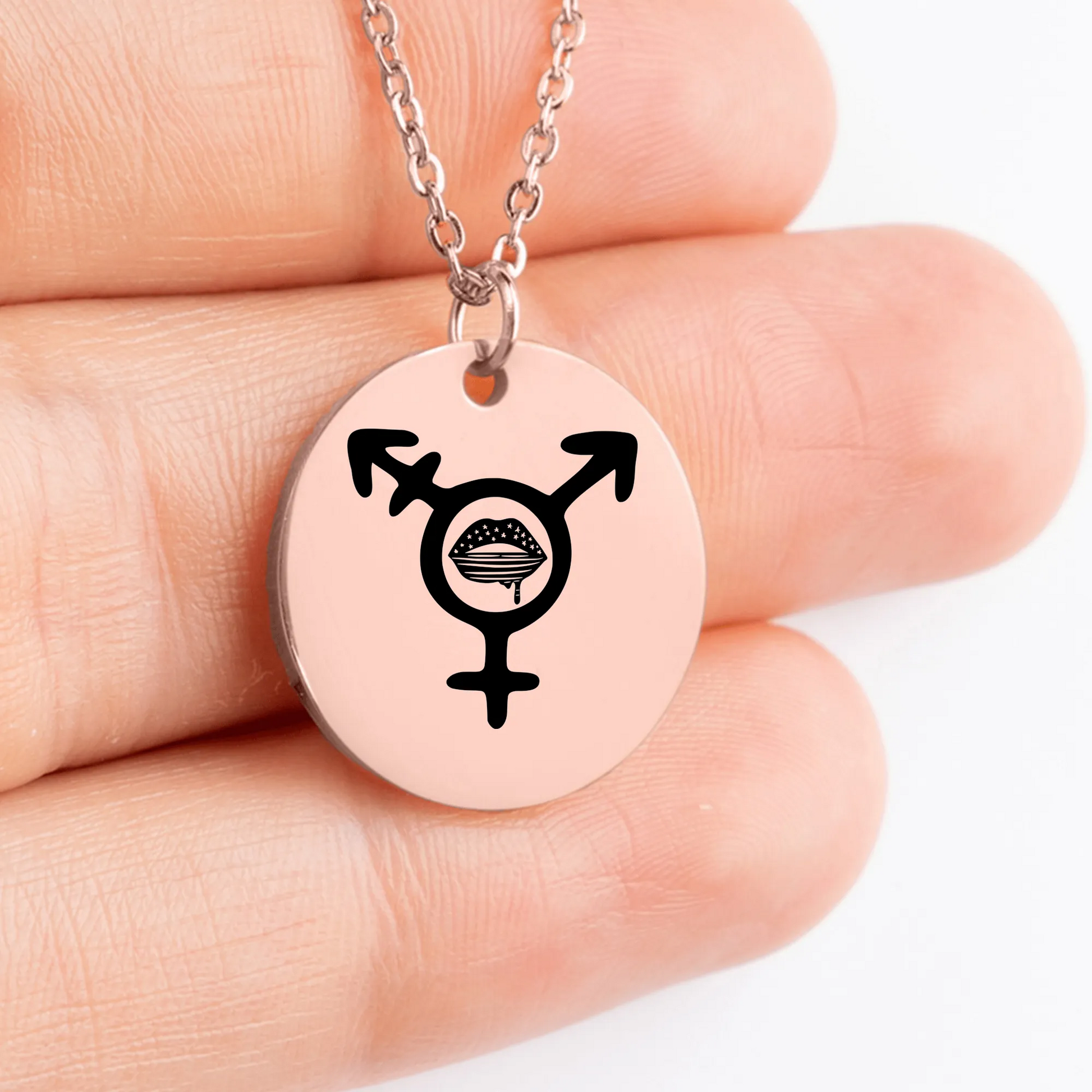 Elegant transgender medallion charm with custom engraving