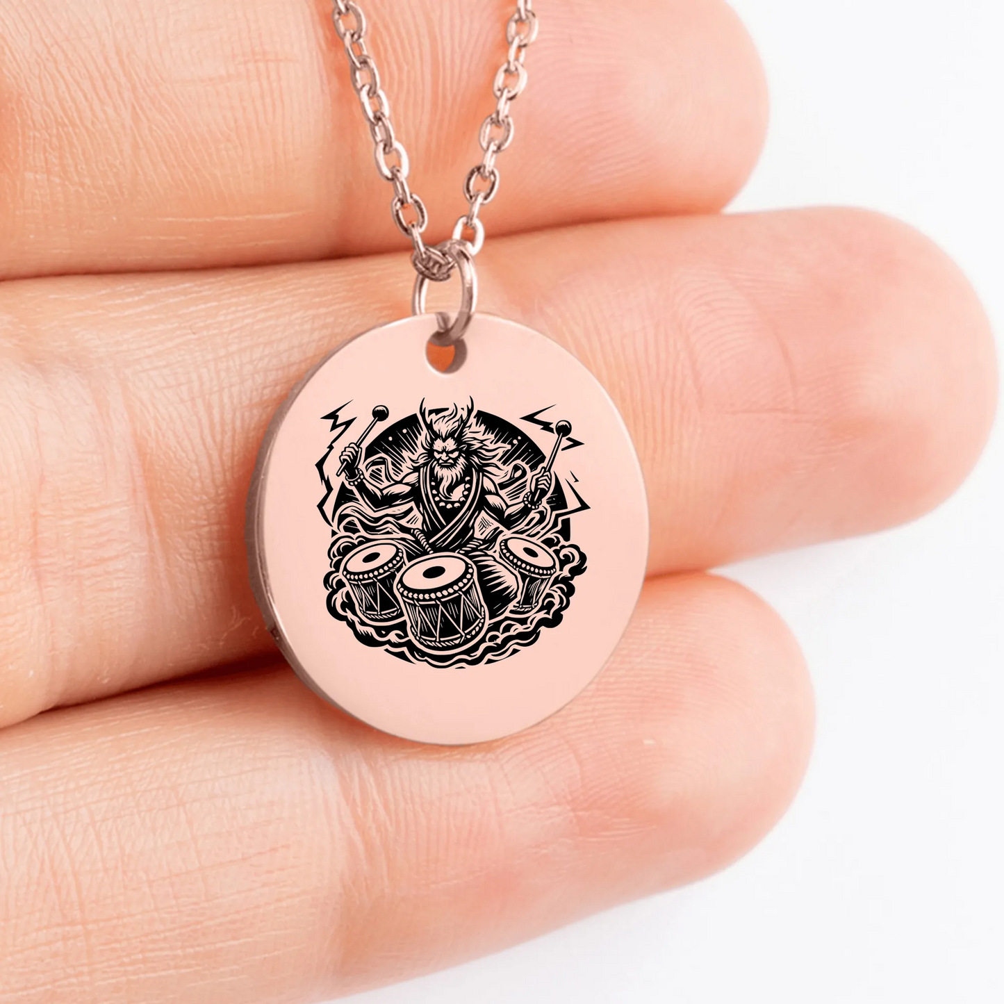 Custom Raijin God pendant necklace gift idea