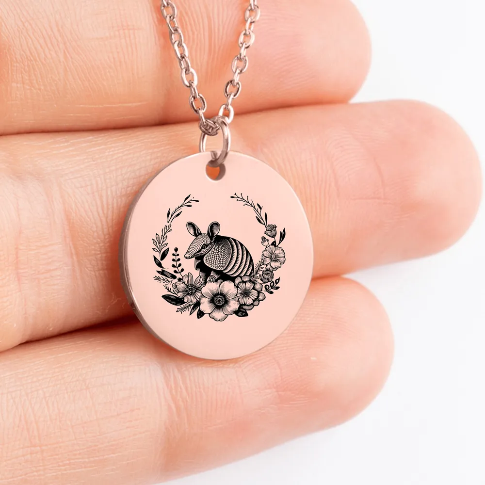 Unique Armadillo pendant necklace gift for armadillo lovers