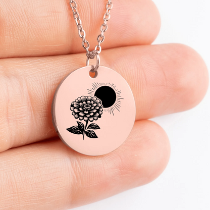 Handcrafted Zinnia Flower charm amulet necklace