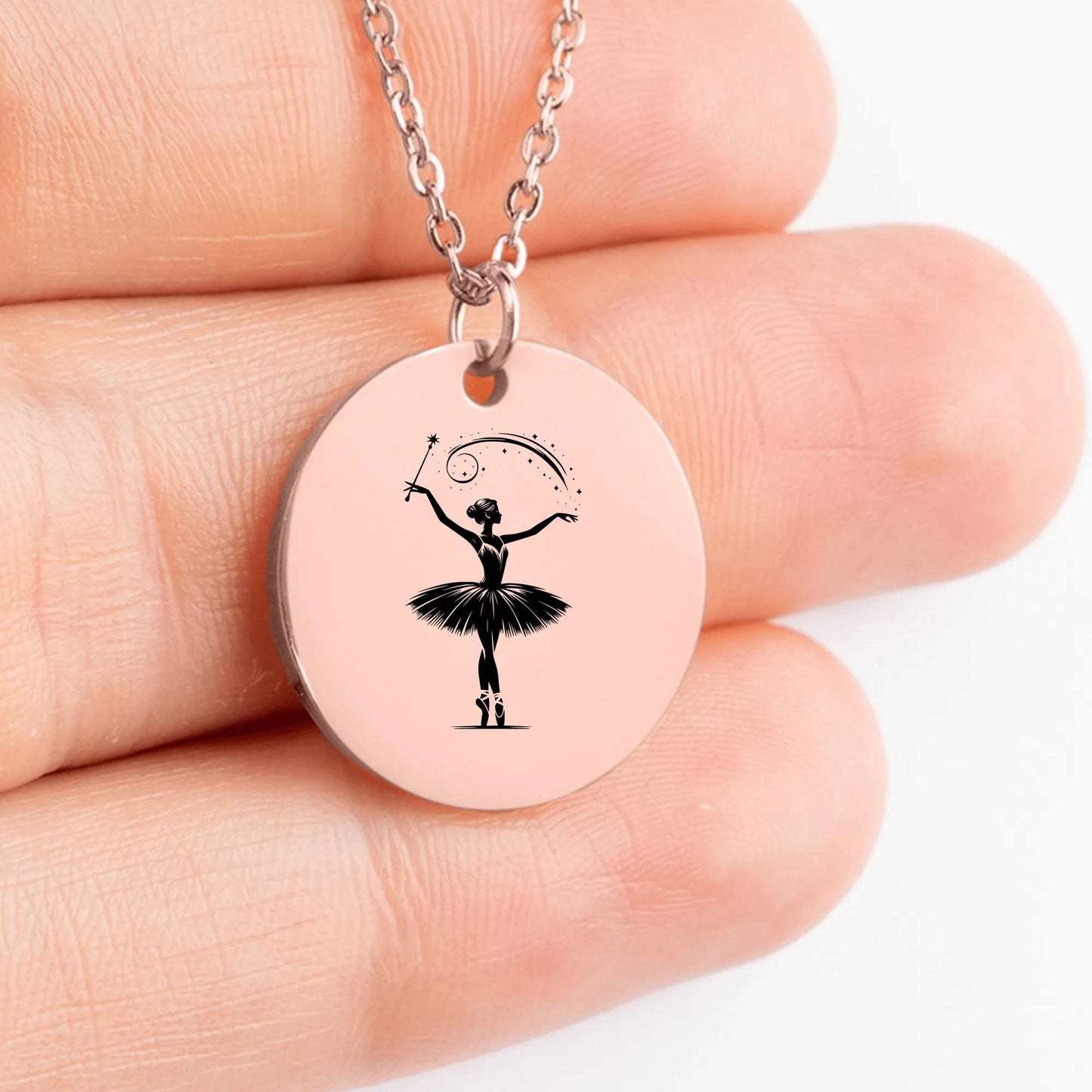 Minimalist ballerina charm necklace for dancers