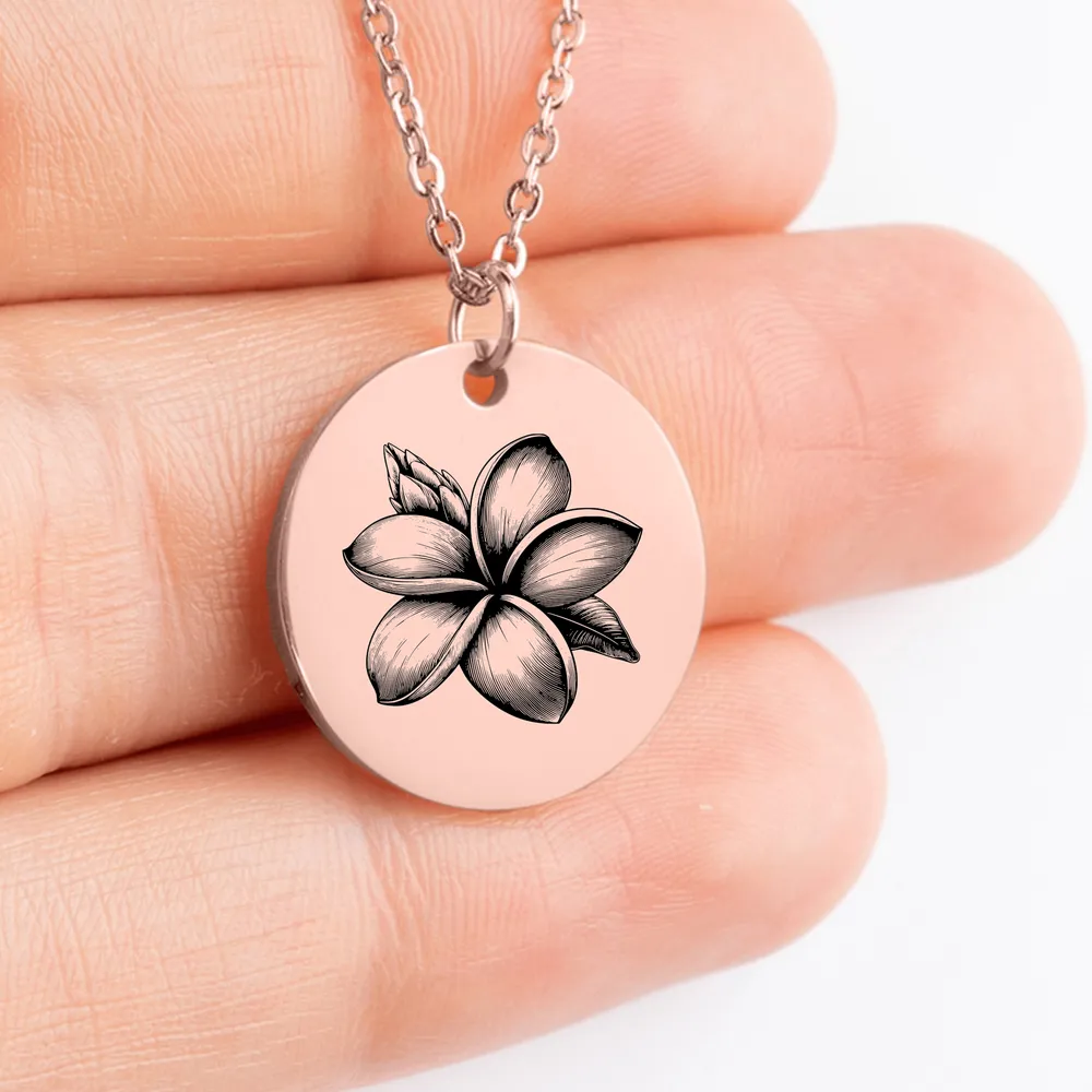 Beautiful Plumeria medallion necklace for elegant look