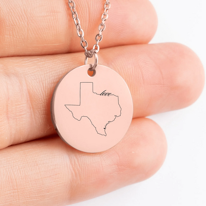 Handcrafted Texas Outline medallion pendant for him