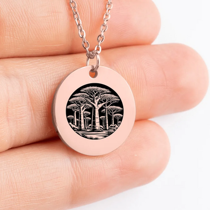 Unique Baobab Tree medallion, personalized charm necklace for her