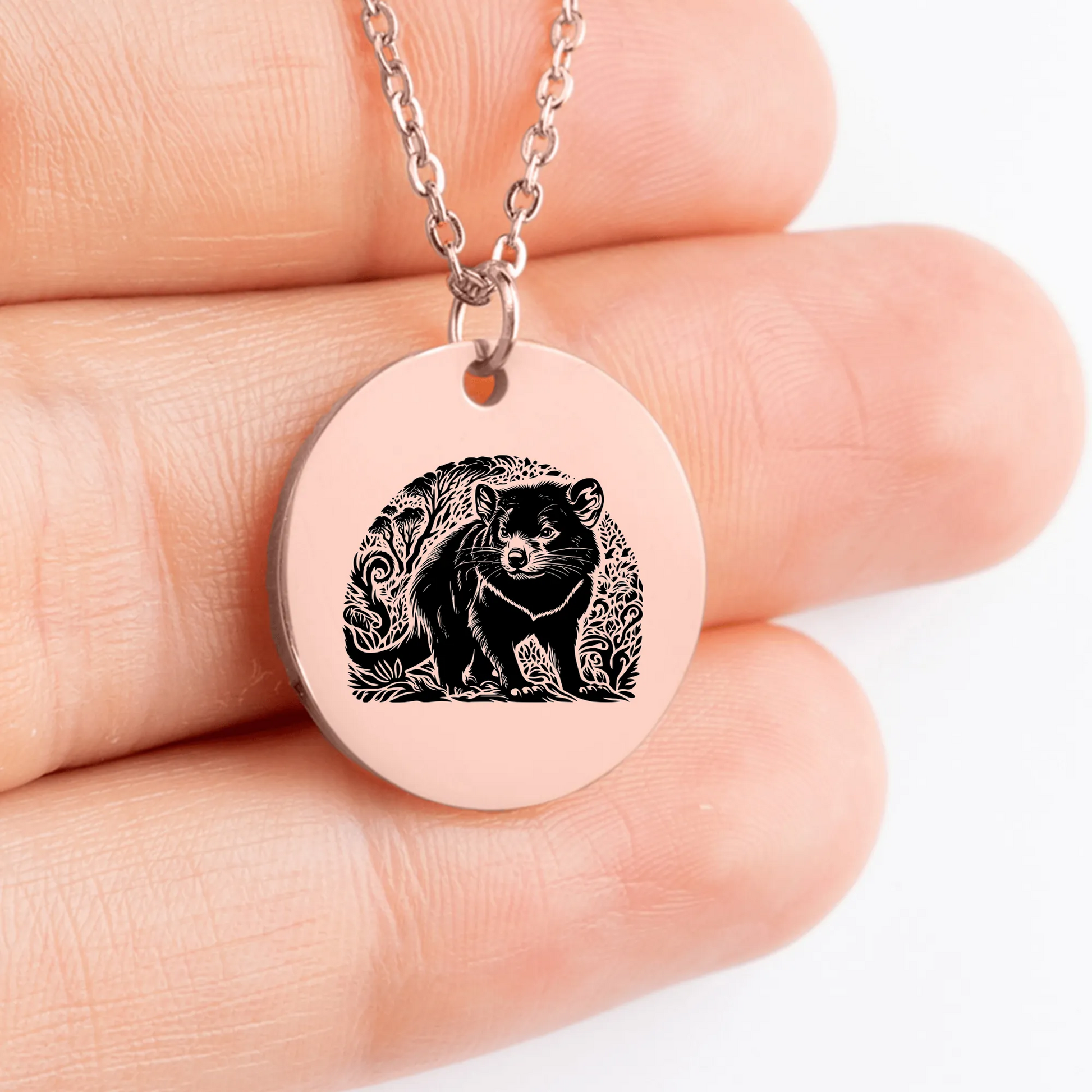 Unique personalized Tasmanian Devil medallion necklace 