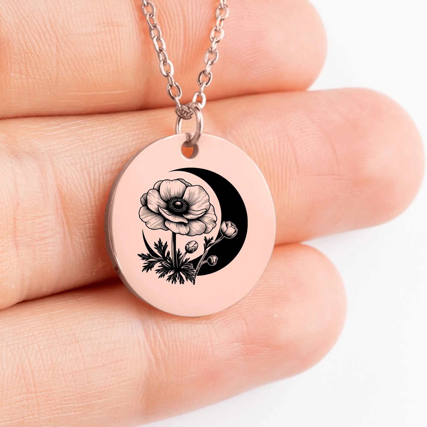 Custom Anemone Flower amulet necklace for charm jewelry lovers