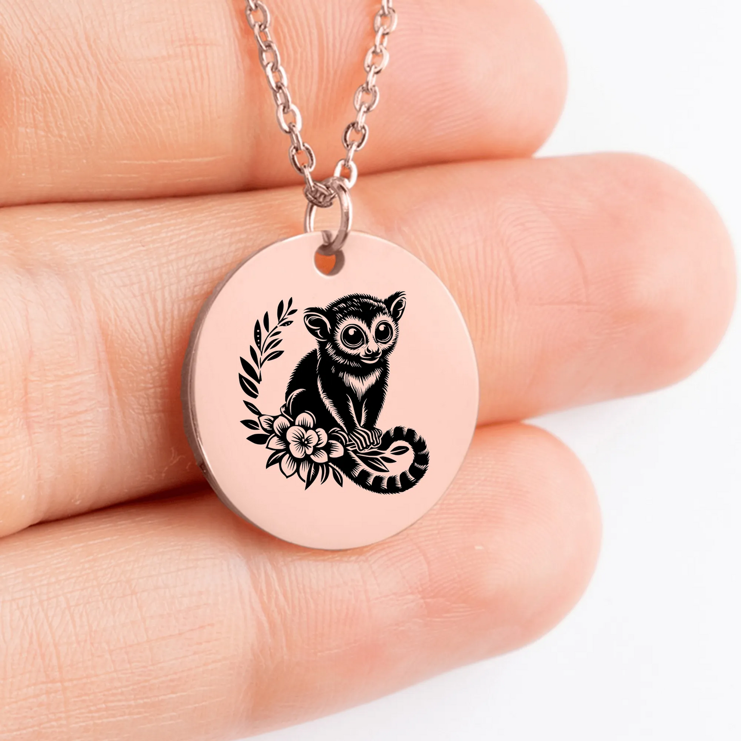 Handcrafted Tarsier charm medallion on a custom necklace