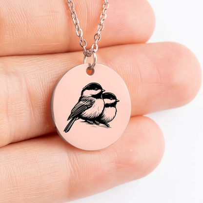 Unique chickadee pendant necklace for a personalized gift idea