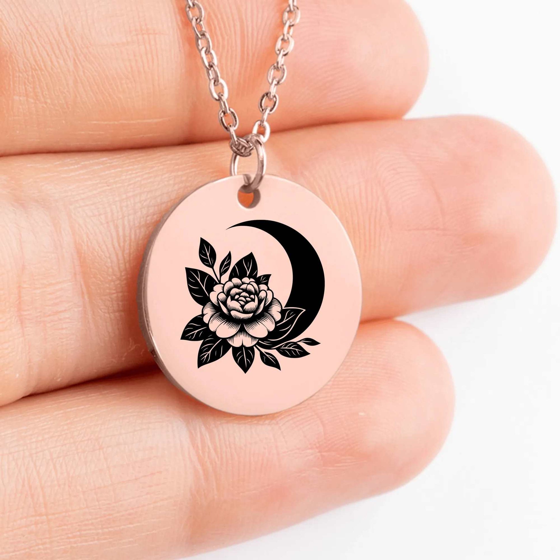 Personalized Camellia Flower Amulet Necklace Charm 