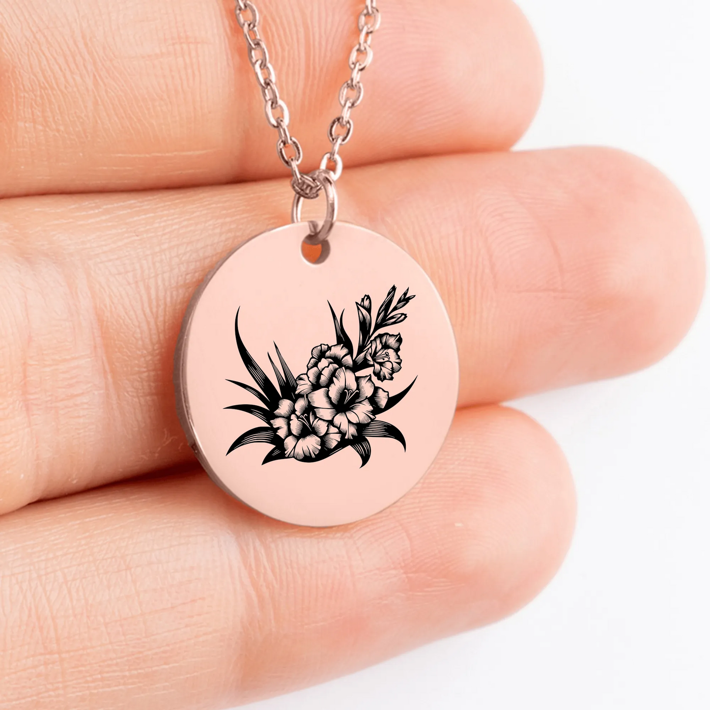 Custom Gladiolus charm pendant necklace