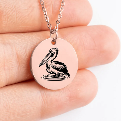 Elegant handcrafted Pelican medallion pendant for her