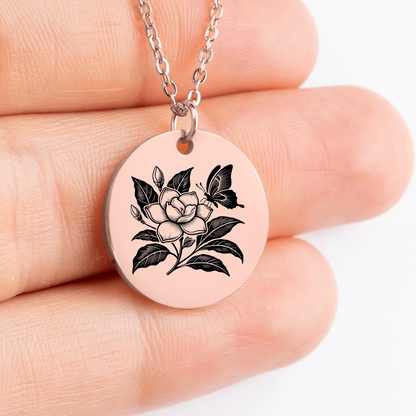 Custom Gardenia charm necklace, unique jewelry gift idea