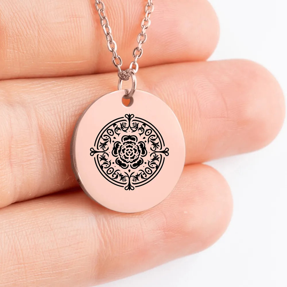 Custom Tudor Rose pendant necklace for personalized jewelry gift idea