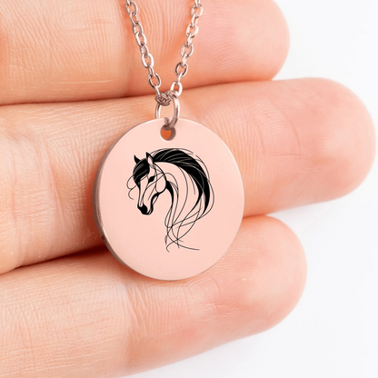 Personalized Horse Medallion Pendant - Unique Jewelry Gift