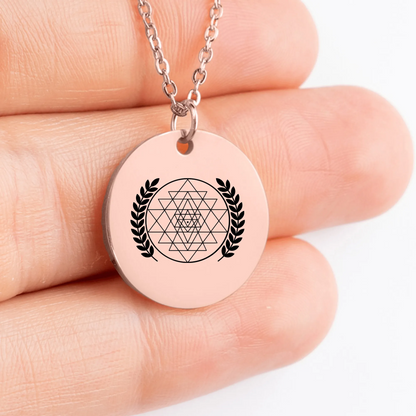 Intricate Sri Yantra symbol pendant for spiritual connection