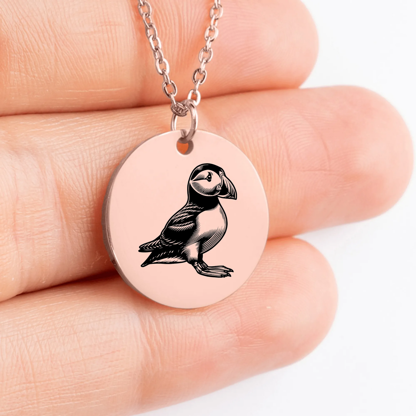 Puffin Coin Necklace - Handmade Charm Pendant