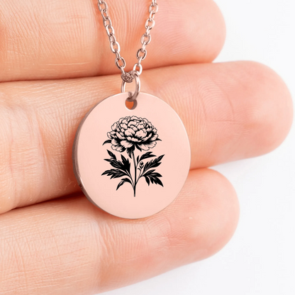 Personalized Peony amulet jewelry for nature lovers