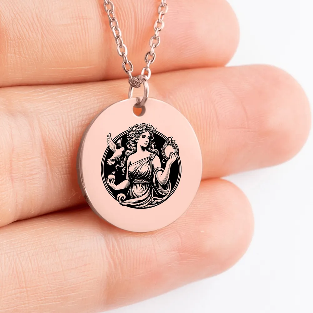 Aphrodite amulet medallion charm necklace, custom gift idea for her