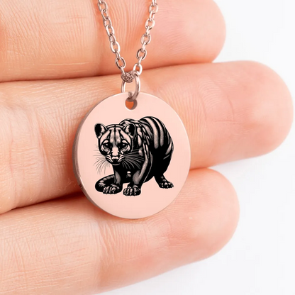 Stunning Fossa medallion necklace, custom jewelry for a unique charm look