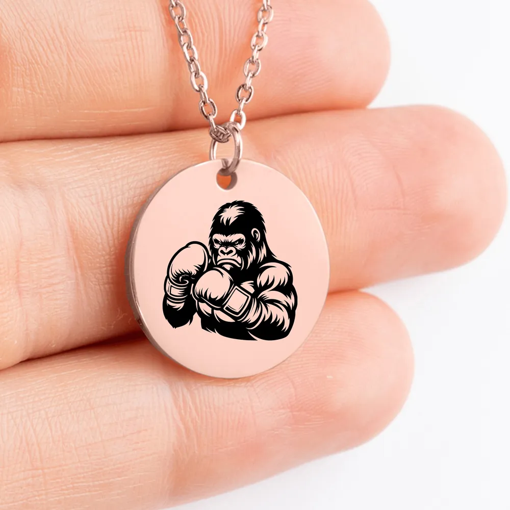 Custom Boxing charm medallion necklace for boxing enthusiasts