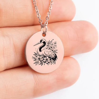 Personalized Stork amulet jewelry - unique pendant for nature lovers