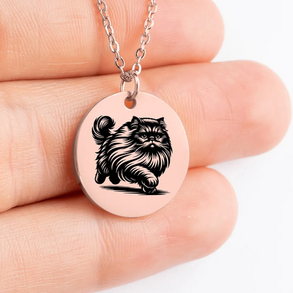 Unique Persian Cat amulet necklace, personalized jewelry