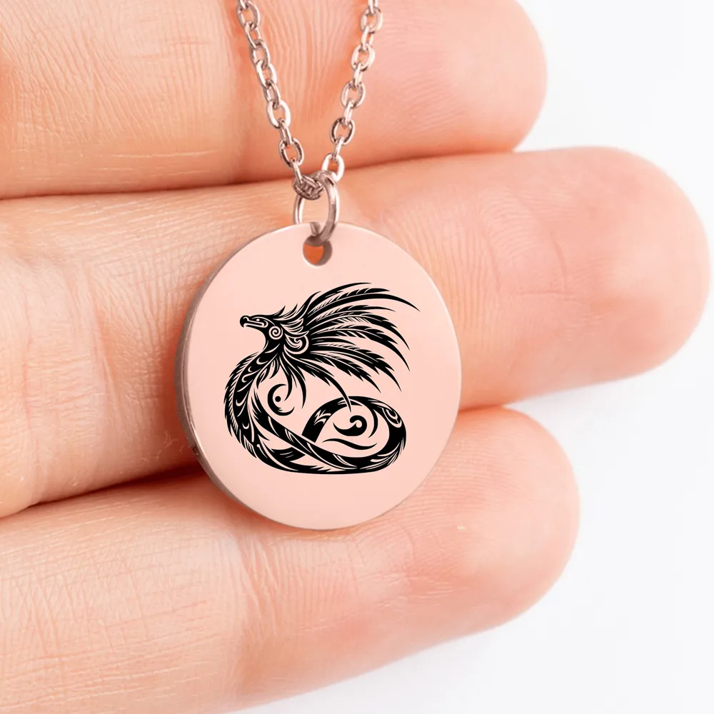 Personalized Quetzalcoatl Aztec God medallion jewelry