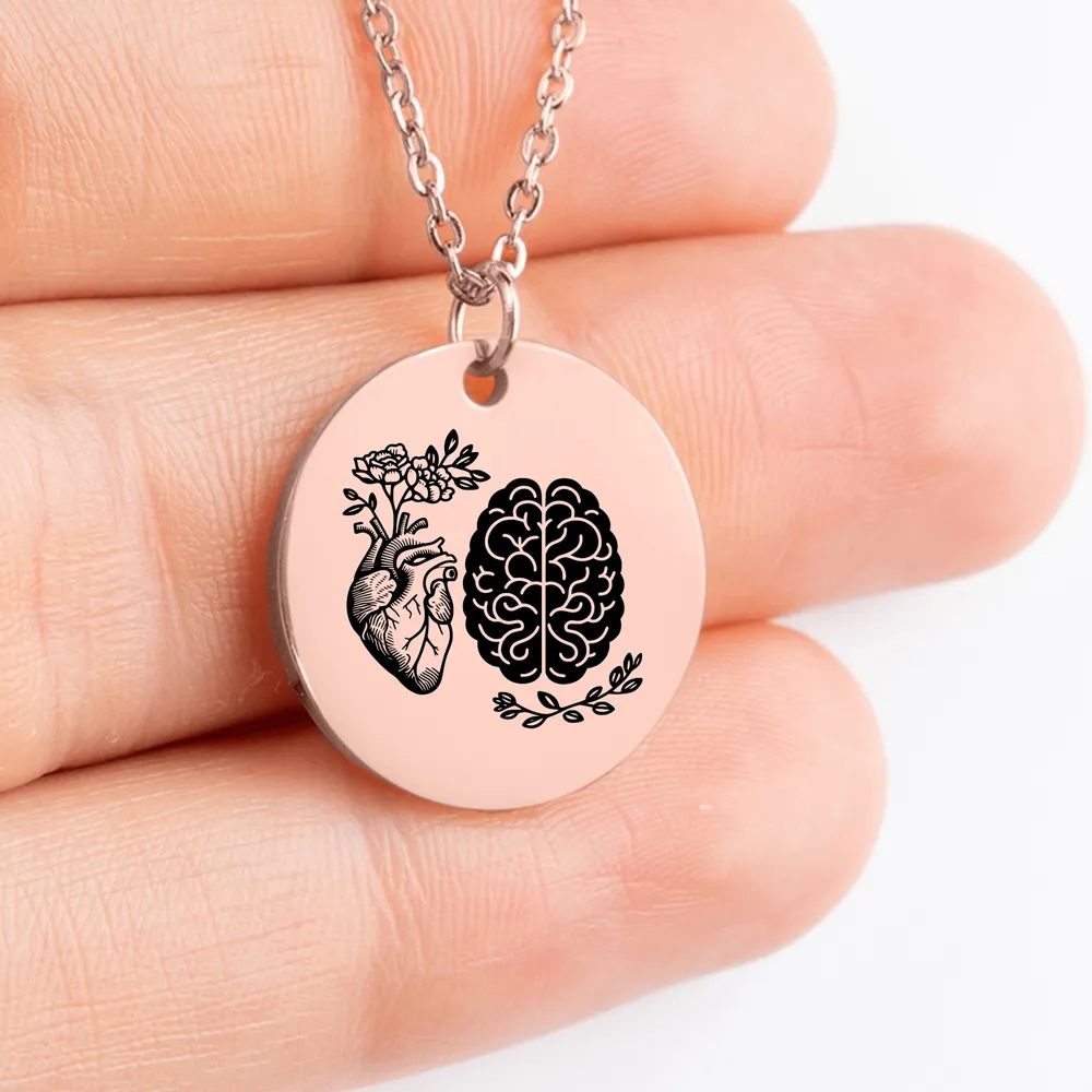 Personalized Heart and Brain Pendant Jewelry Charm