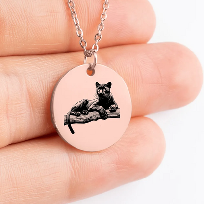 Panther medallion necklace, custom jewelry gift idea