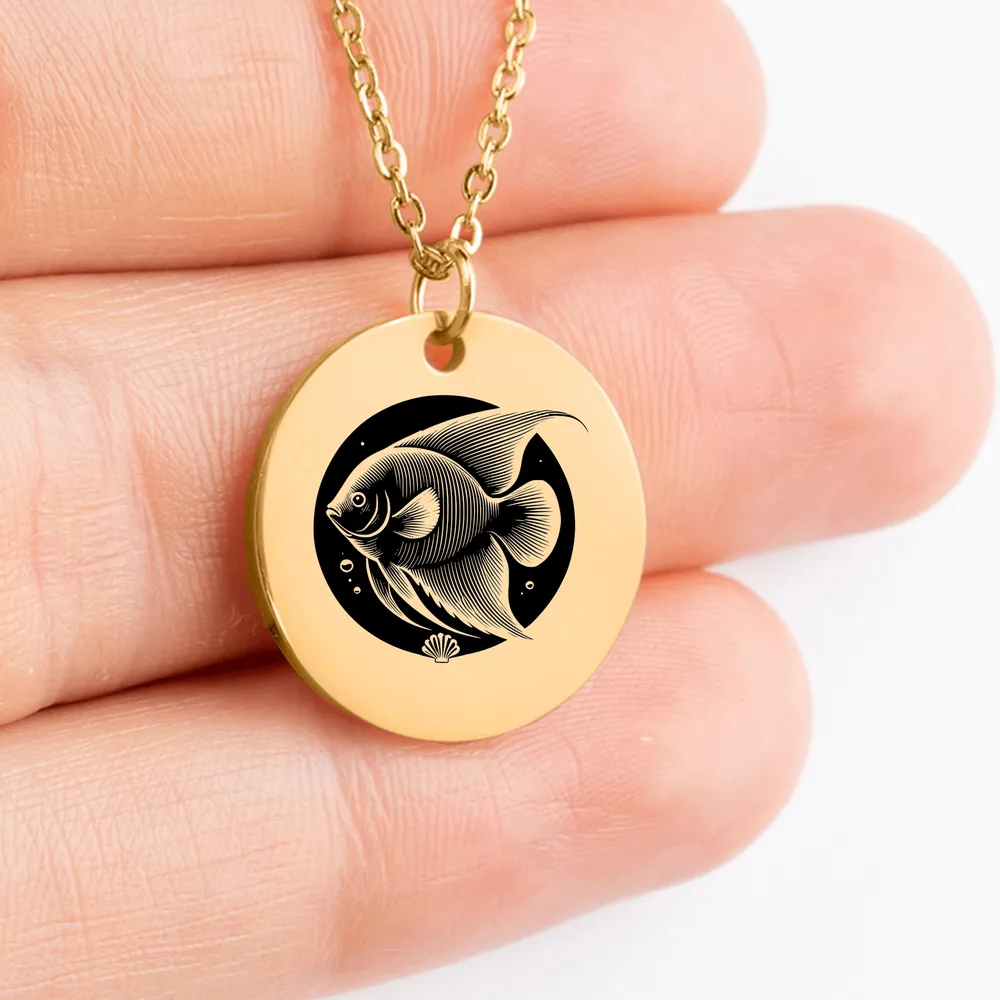 Stunning personalized Angelfish pendant necklace