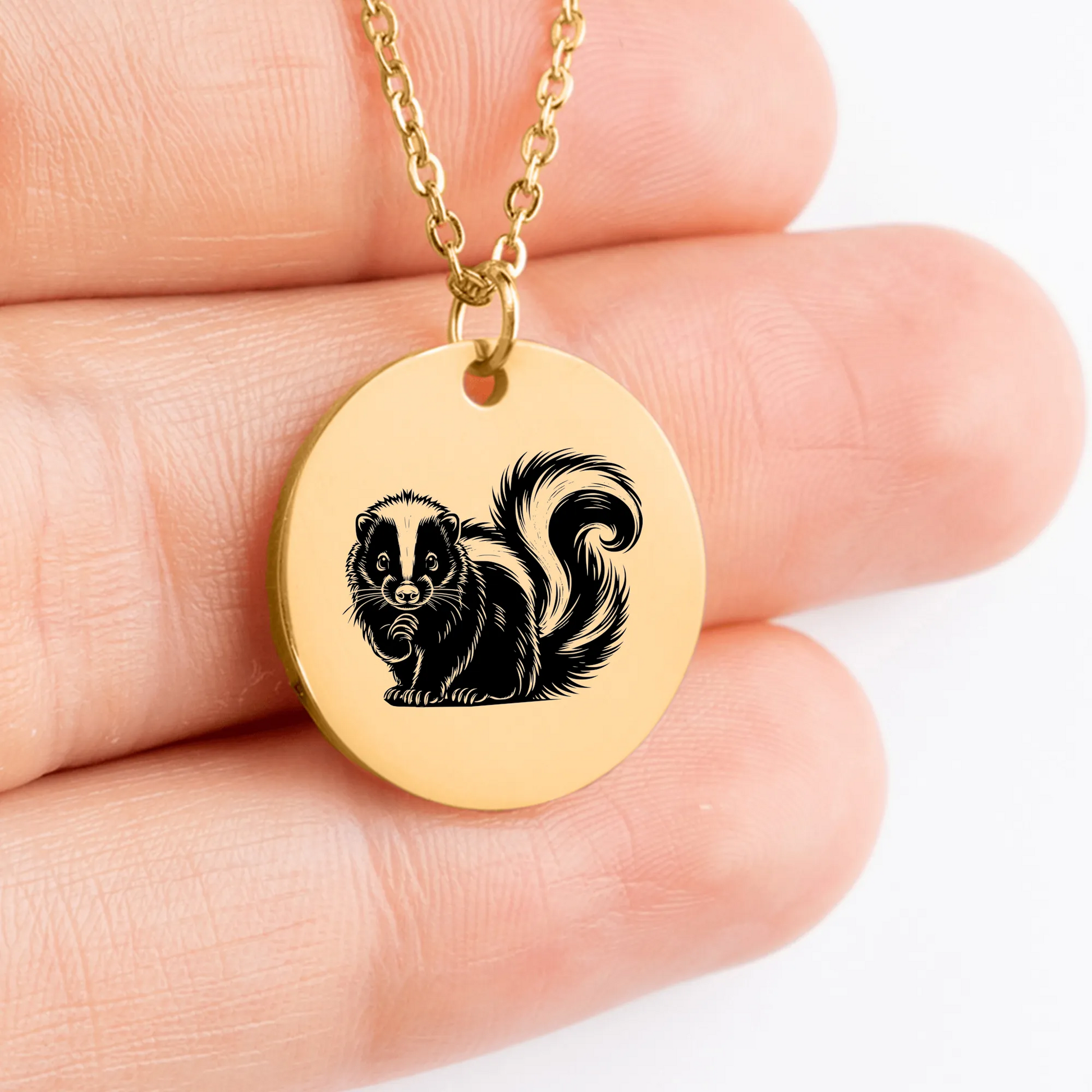 Skunk Coin Charm Necklace - Intricate Design Gift Idea