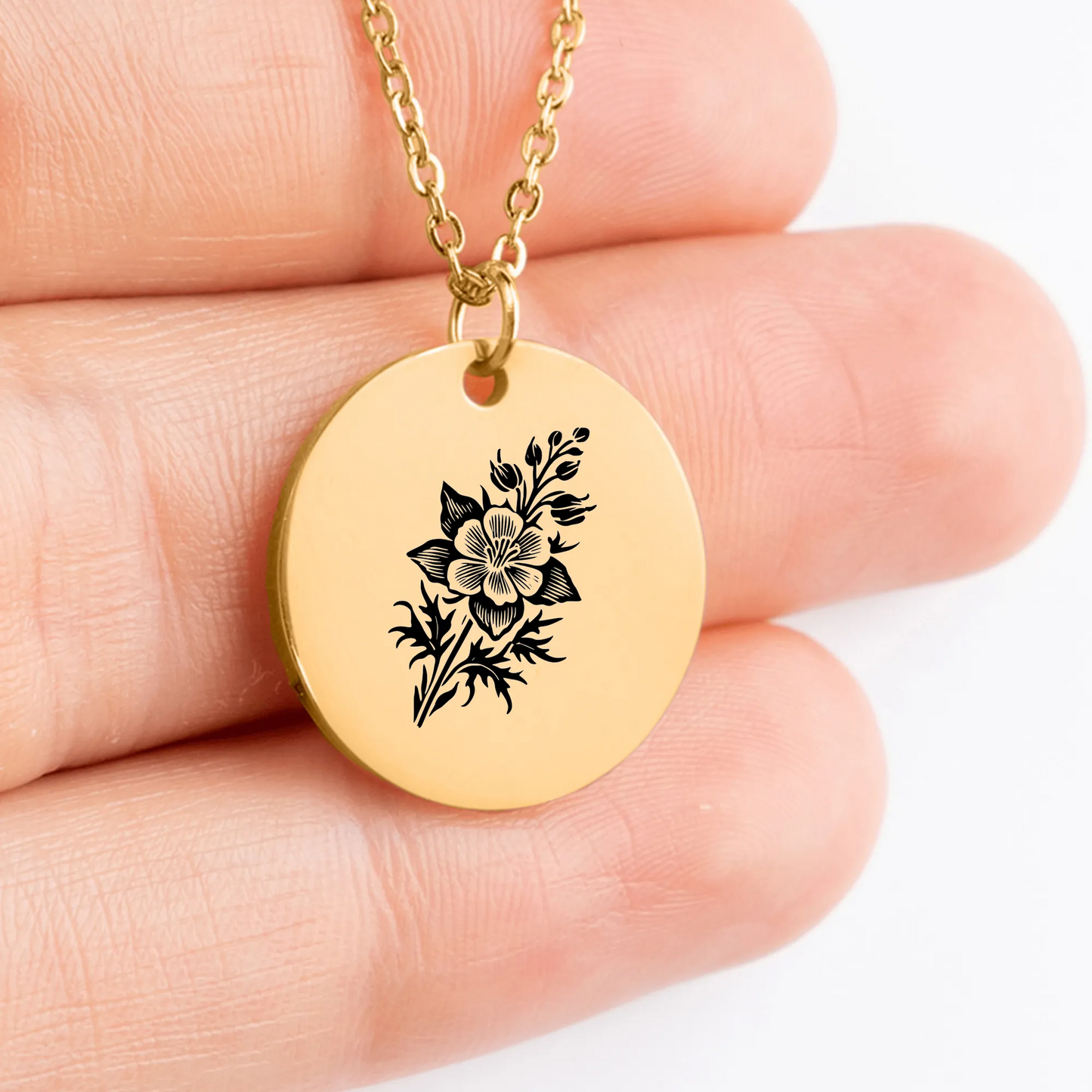 Handcrafted Larkspur floral pendant necklace - personalized gift idea