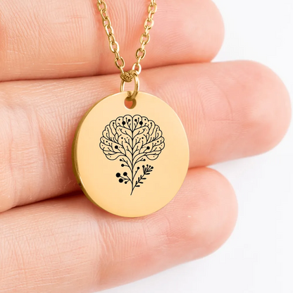 Unique Floral Brain pendant gift idea for her, custom amulet jewelry